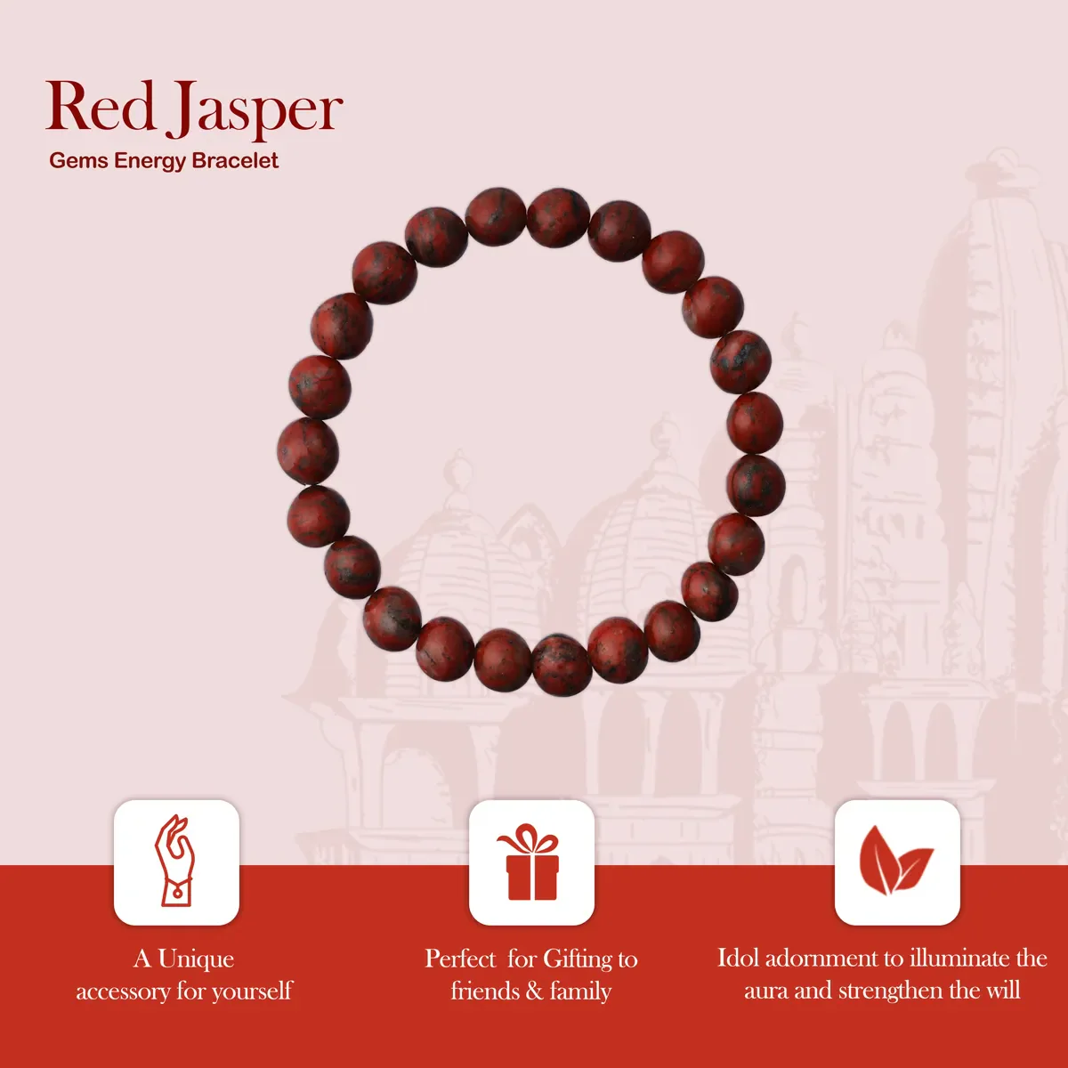 Red Jasper Bracelet - 2.5 Inches | Red Jasper Crystal Bracelet/ Semi Precious Hand Band For Positive Energy - Image 2