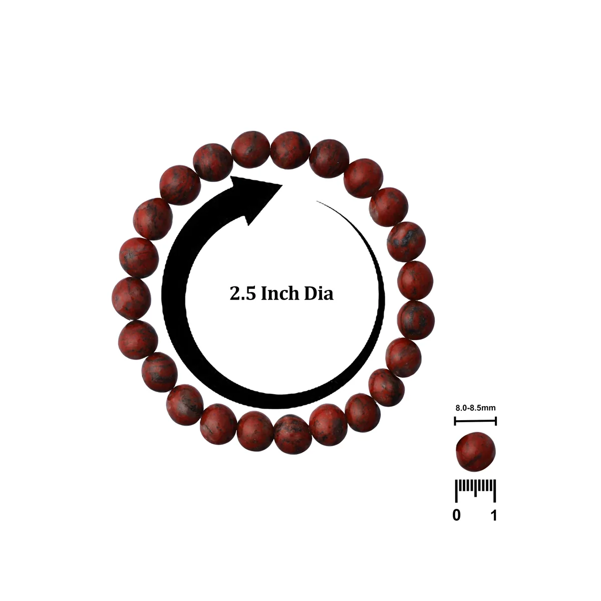 Red Jasper Bracelet - 2.5 Inches | Red Crystal Bracelet/ Stone Jewellery for Men & Women - Image 5