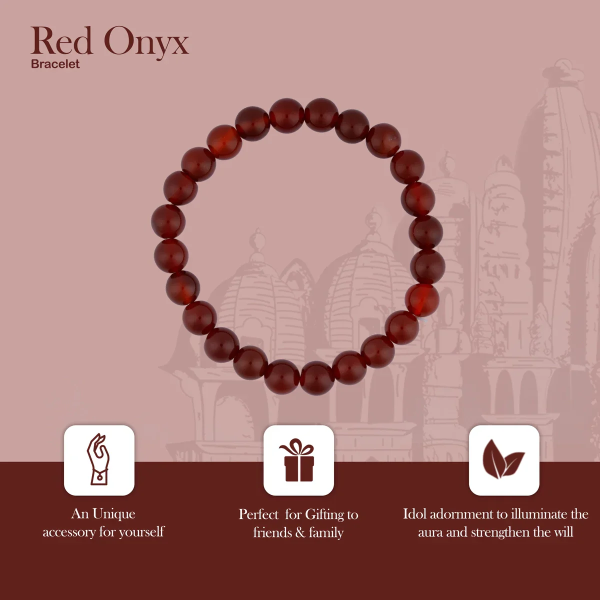 Red Onyx Bracelet - 2.5 Inches | Red Onyx Gemstone Bracelet/ Crystal Jewellery for Men & Women - Image 4
