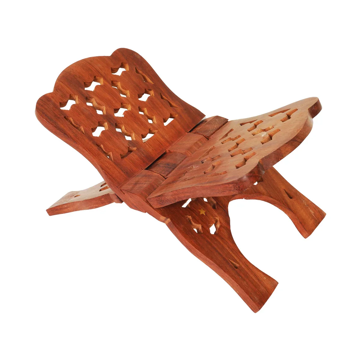 Rehal - 7 x 13 Inches | Jali Work Wooden Book Stand/ Star Design Book Stand for Reading - Image 3
