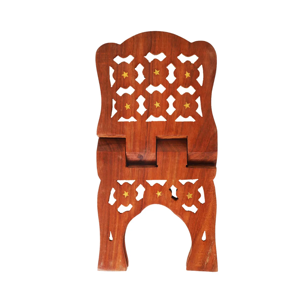 Rehal - 7 x 13 Inches | Jali Work Wooden Book Stand/ Star Design Book Stand for Reading - Image 4