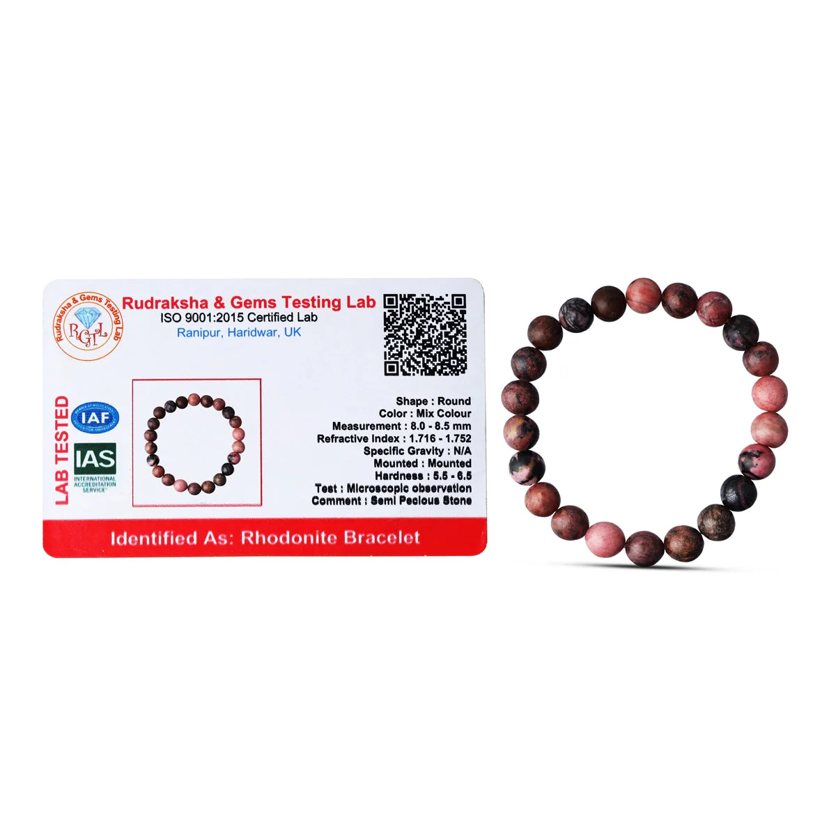 Rhodonite Bracelet - 2.5 Inches | Rhodonite Crystal Jewellery/ Gemstone Bracelet For Emotional Healing - Image 2
