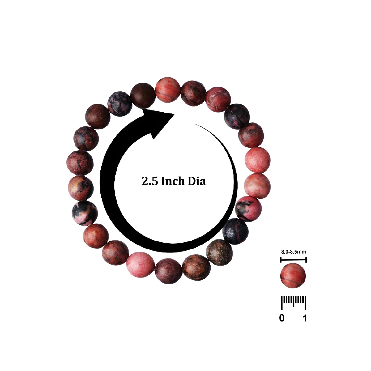 Rhodonite Bracelet - 2.5 Inches | Rhodonite Crystal Jewellery/ Gemstone Bracelet For Emotional Healing - Image 3