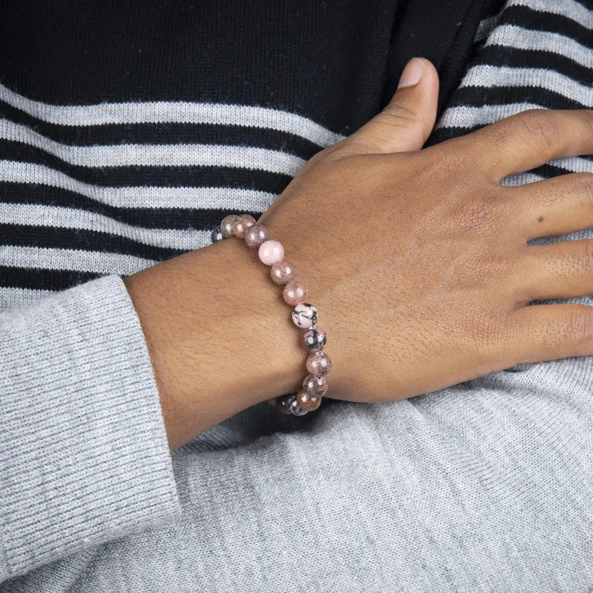 Rhodonite Bracelet - 2.5 Inches | Rhodonite Crystal Jewellery/ Gemstone Bracelet For Emotional Healing - Image 6