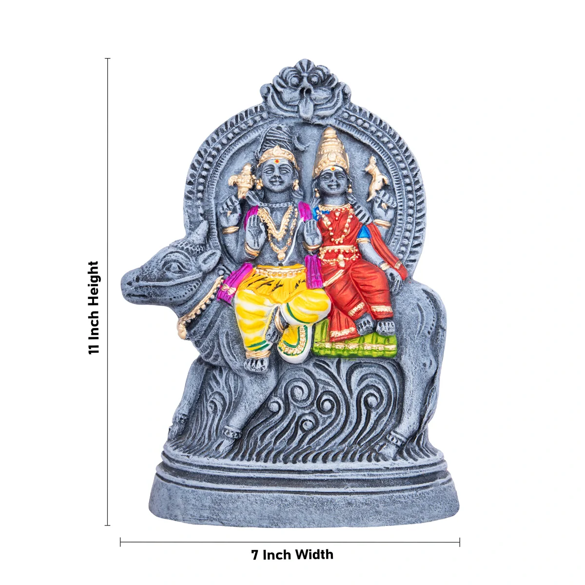 Rishaba Vahanam Clay Golu Bommai - 11 x 7 Inches | Giri Golu Doll/ Navaratri Golu Bomma/Gombe/Bommai - Image 2