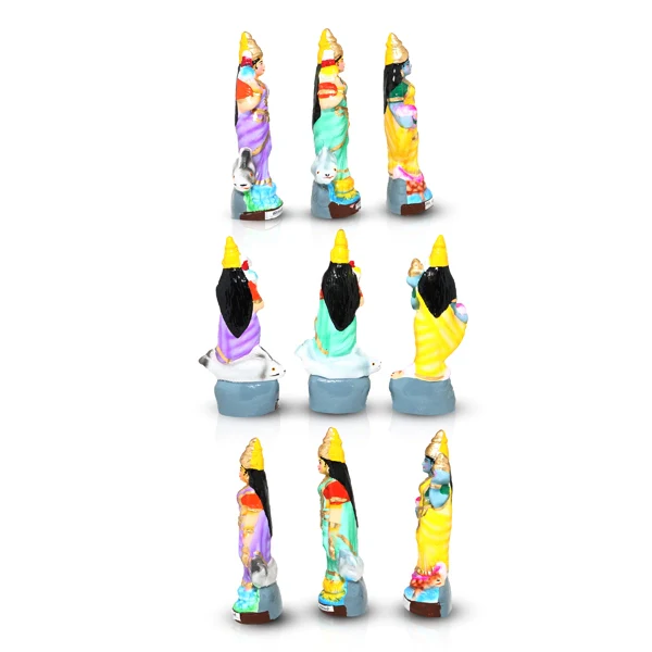 River Goddess Clay Golu Bommai Set - 8 x 4 Inches | Giri Golu Doll/ Navaratri Golu Bomma/Gombe - Image 3