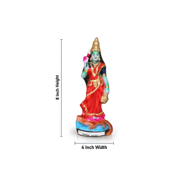 River Goddess Clay Golu Bommai Set - 8 x 4 Inches | Giri Golu Doll/ Navaratri Golu Bomma/Gombe - Image 4