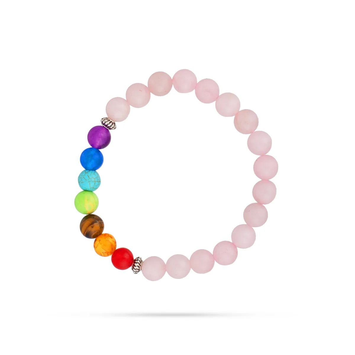 Rose Quartz 7 Chakra Bracelet - 2.5 Inches | Rose Quartz Chakra Bracelet/ 7 Chakra Bracelet with Rose Quartz - Image 2