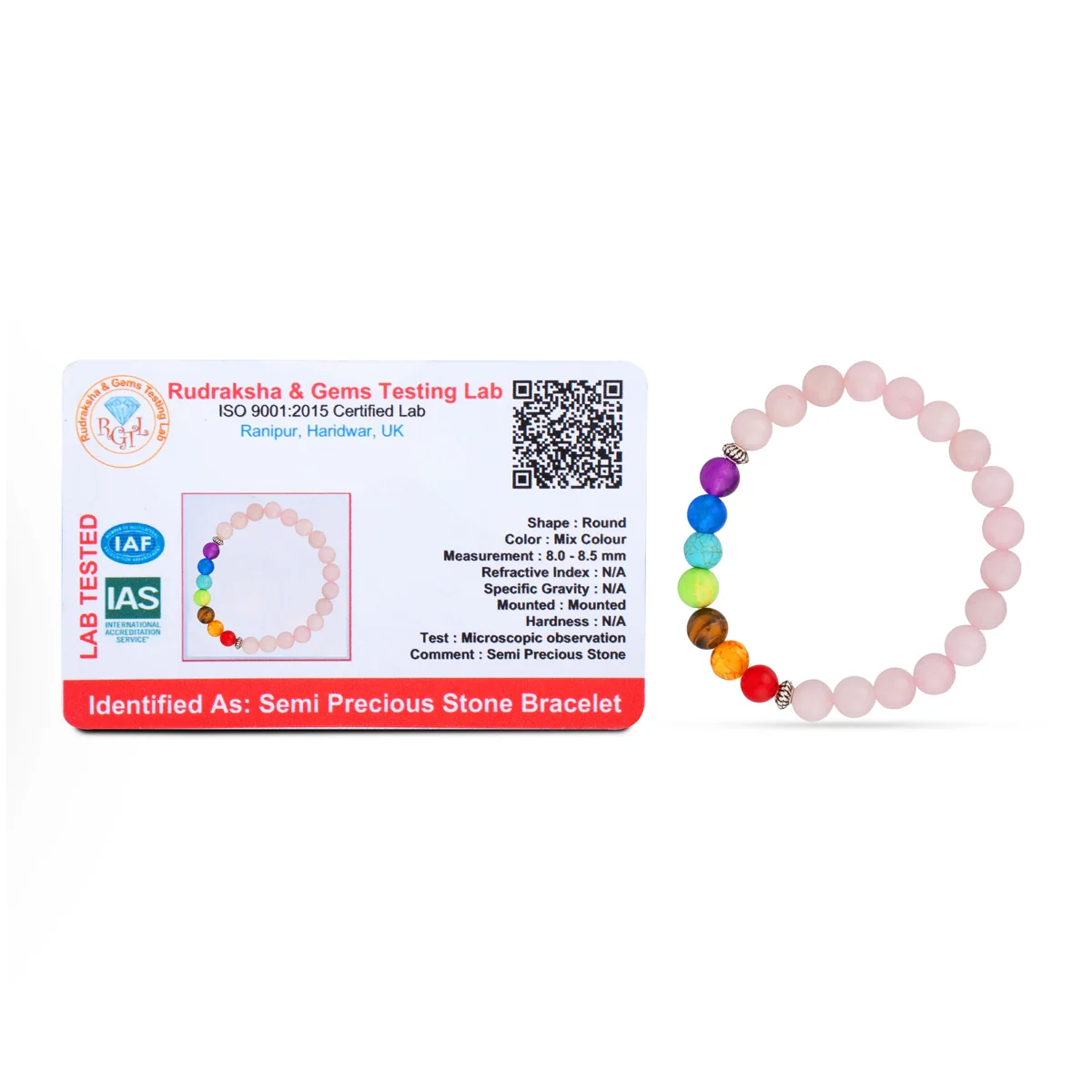 Rose Quartz 7 Chakra Bracelet - 2.5 Inches | Rose Quartz Chakra Bracelet/ 7 Chakra Bracelet with Rose Quartz - Image 4