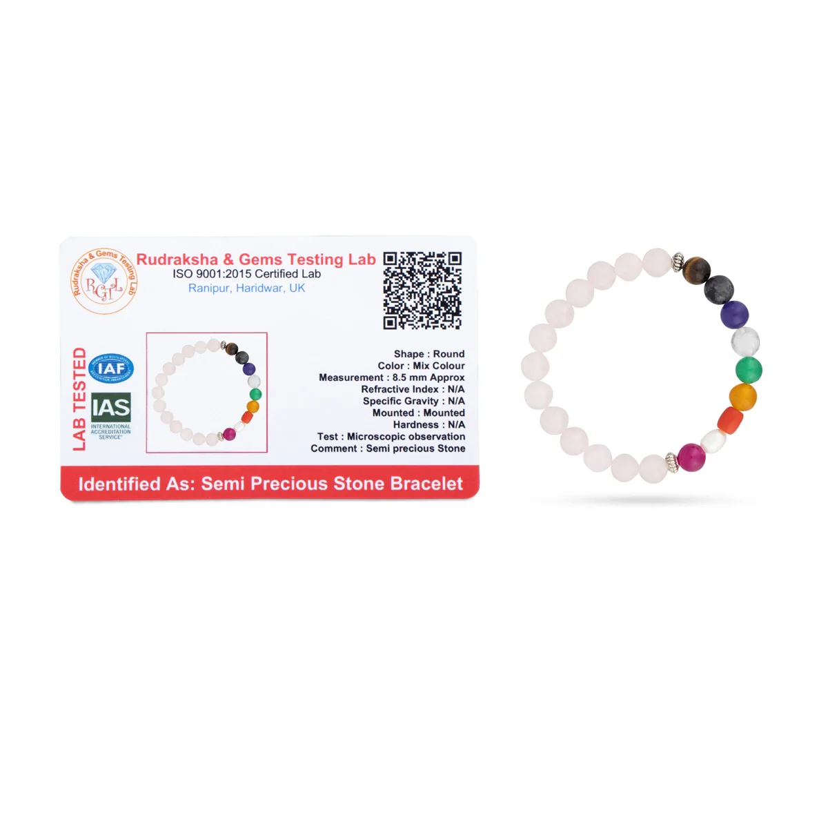 Rose Quartz Navaratan Bracelet | Navratan Bracelet/ Gem Stone Navaratna Bracelet for Men & Women - Image 4