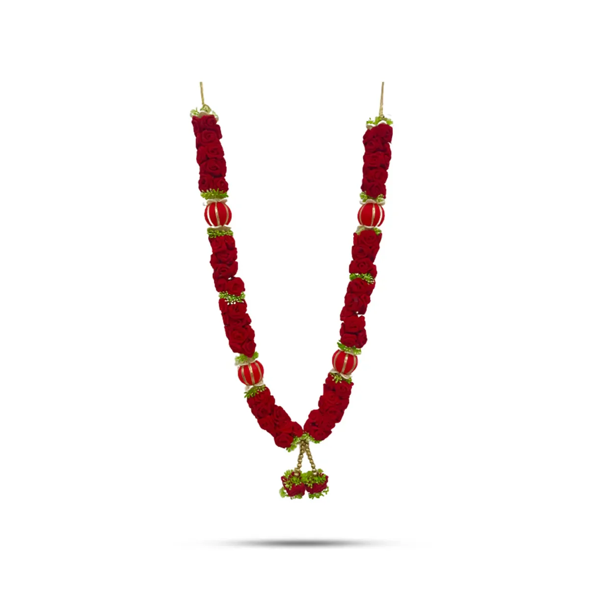 Rose With Moti Mala - 15 Inch | Artificial Flower Garland/ Rose Moti Mala For Deity Decor & Photo Frame - Image 5