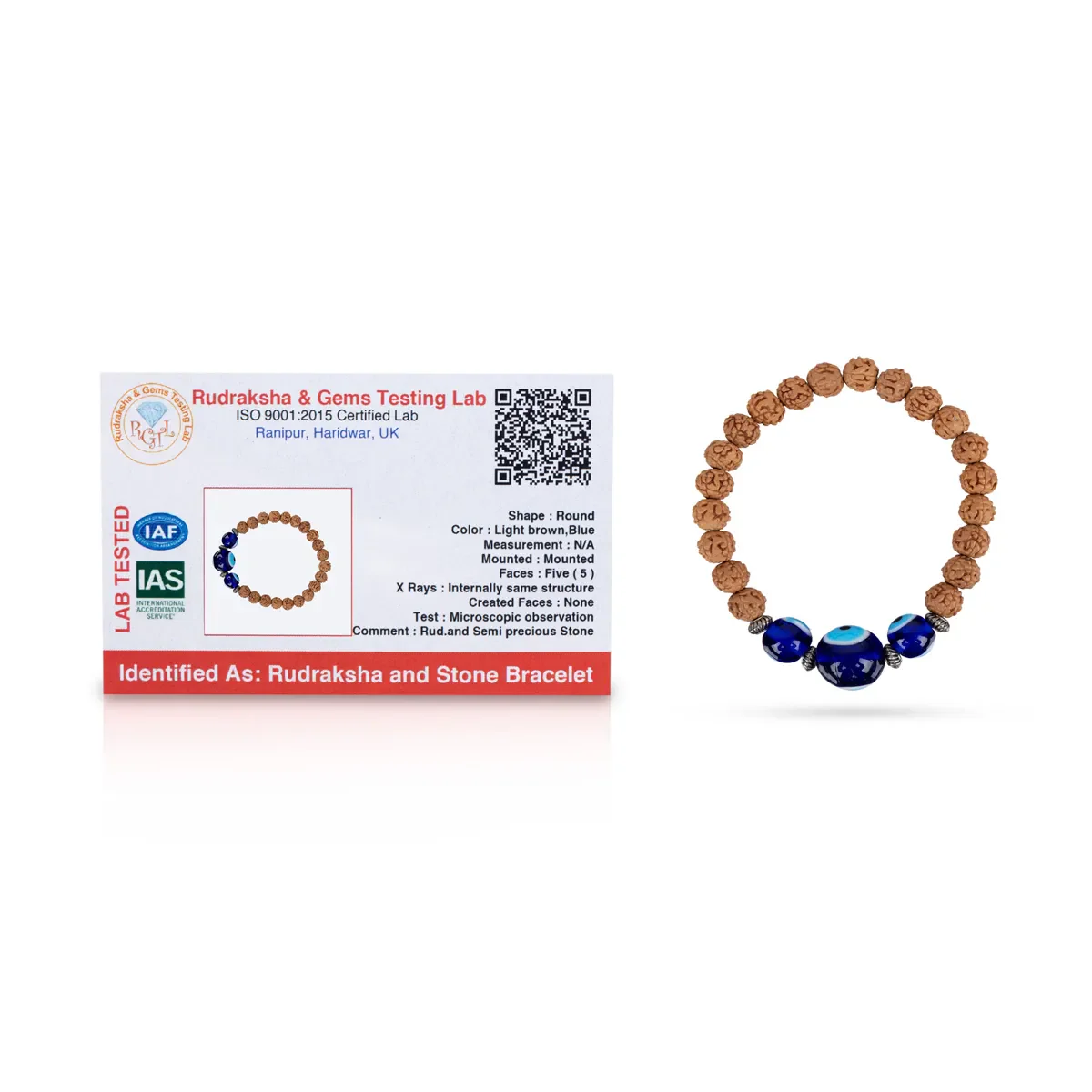 Rudraksha Evil Eye Bracelet - 2.5 Inches | Evil Eye Rudraksha Bracelet/ Rudraksha Hand Band For Spiritual Wear - Image 2
