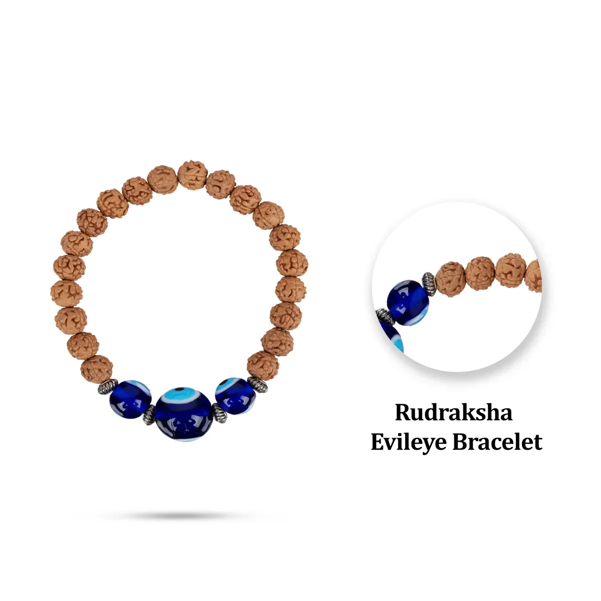 Rudraksha Evil Eye Bracelet - 2.5 Inches | Evil Eye Rudraksha Bracelet/ Rudraksha Hand Band For Spiritual Wear - Image 4