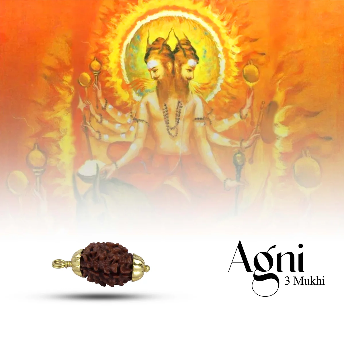 3 Mukhi Rudraksha Bead | Himalayan 3 Face Rudraksha/ Golden Cup Three Mukhi Rudraksha Pendant for Men & Women