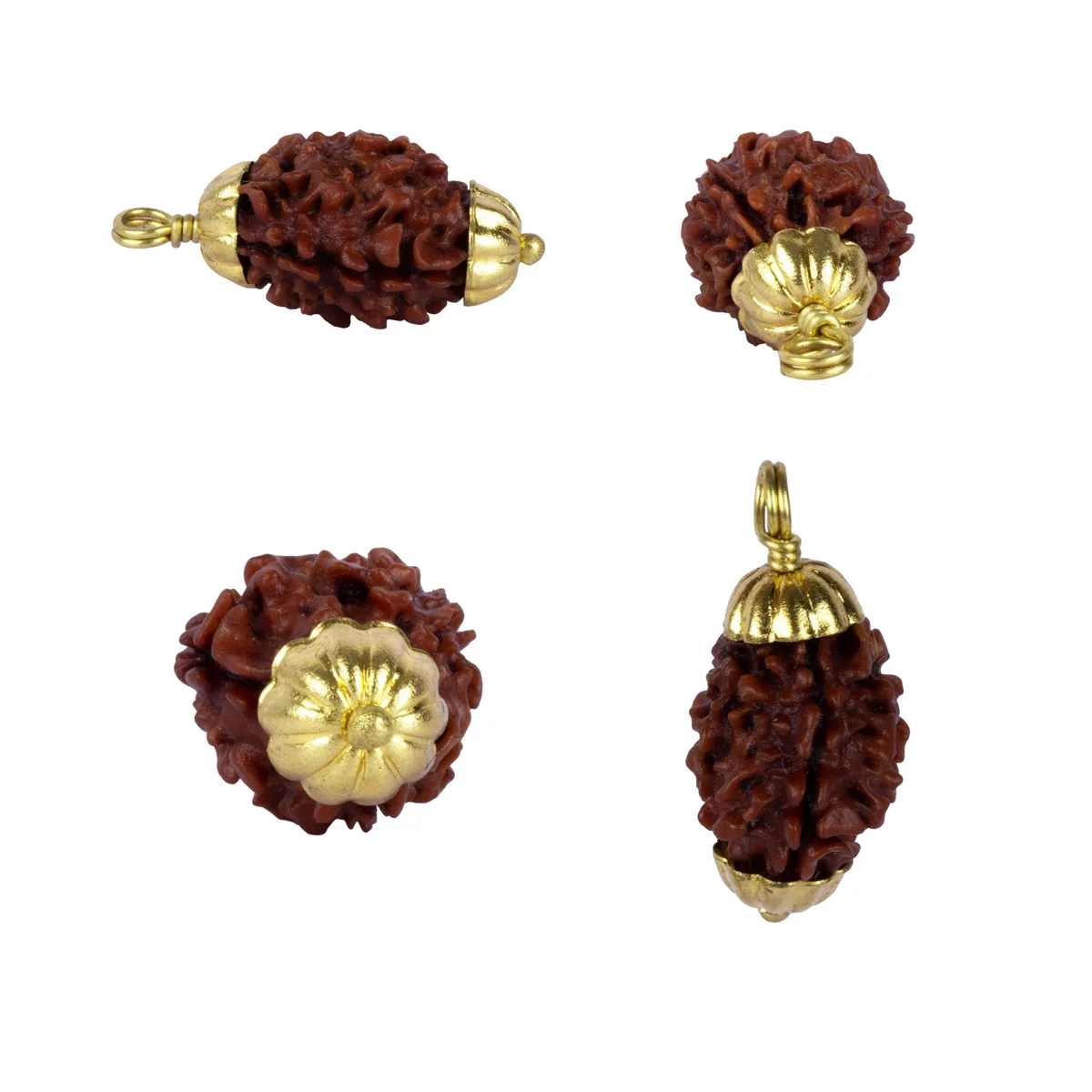 3 Mukhi Rudraksha Bead | Himalayan 3 Face Rudraksha/ Golden Cup Three Mukhi Rudraksha Pendant for Men & Women - Image 3