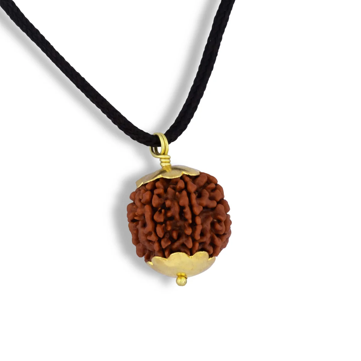 7 Mukhi Rudraksha Bead | Nepali Seven Mukhi Rudraksha/ Golden Cup Seven Faced Rudraksha Pendant for Men & Women - Image 2