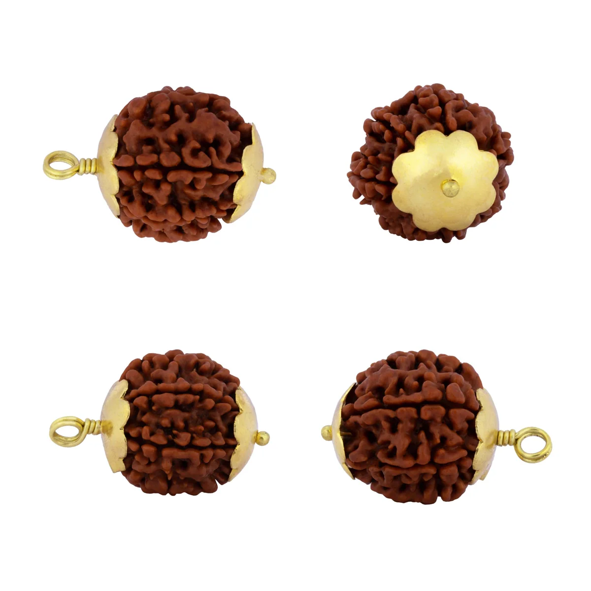 7 Mukhi Rudraksha Bead | Nepali Seven Mukhi Rudraksha/ Golden Cup Seven Faced Rudraksha Pendant for Men & Women - Image 3