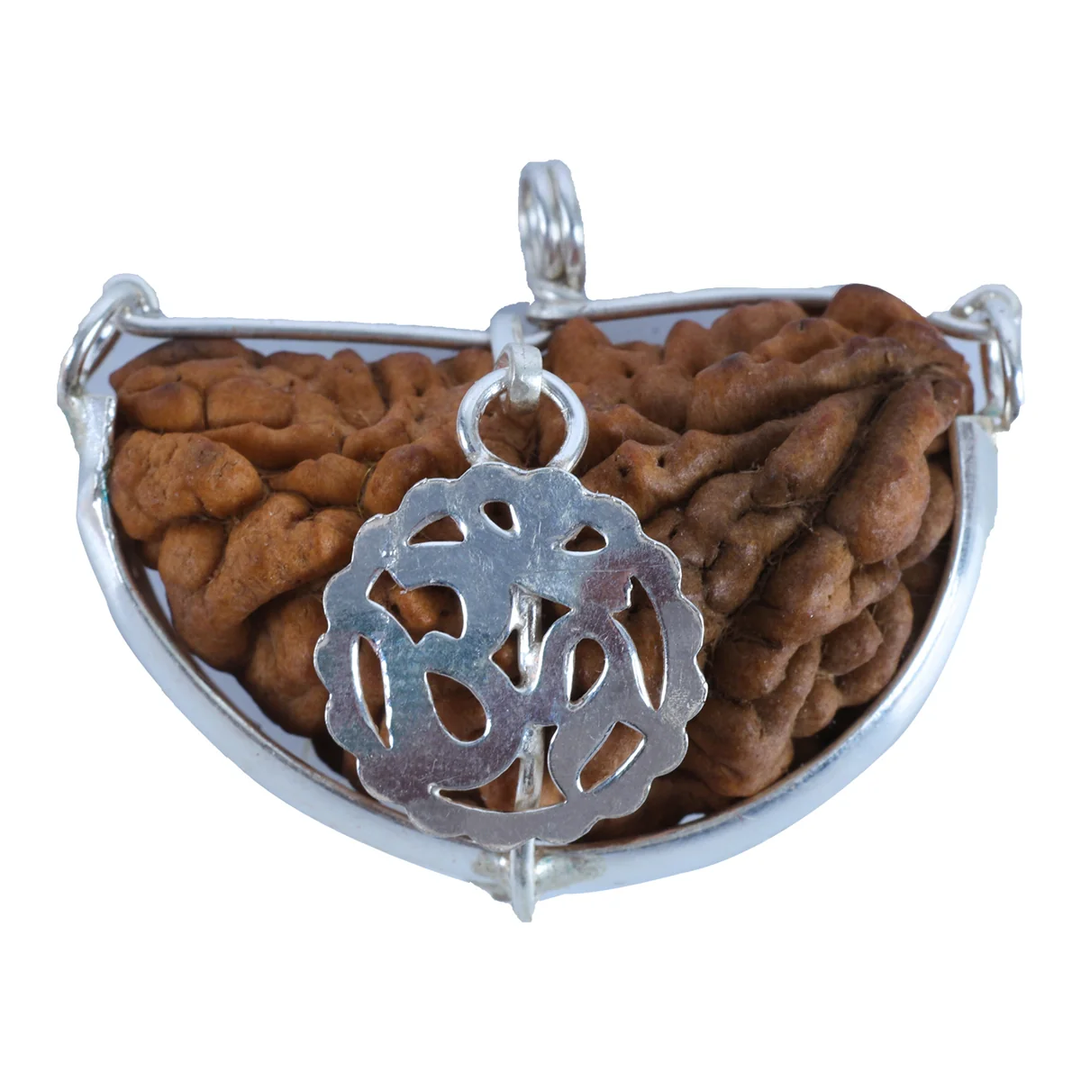 1 Mukhi Rudraksha Bead | Cashew Shape One Mukhi Rudraksha Bead/ Silver Cup One Face Rudraksha for Men & Women - Image 2