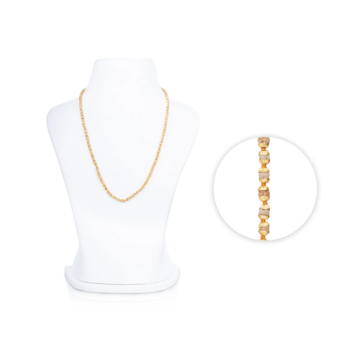 Rudrayani Mala With Gold Polish Cup | Rudrani Beads Mala/ Rudrani Mala With Thread Knot for Men & Women - Image 3