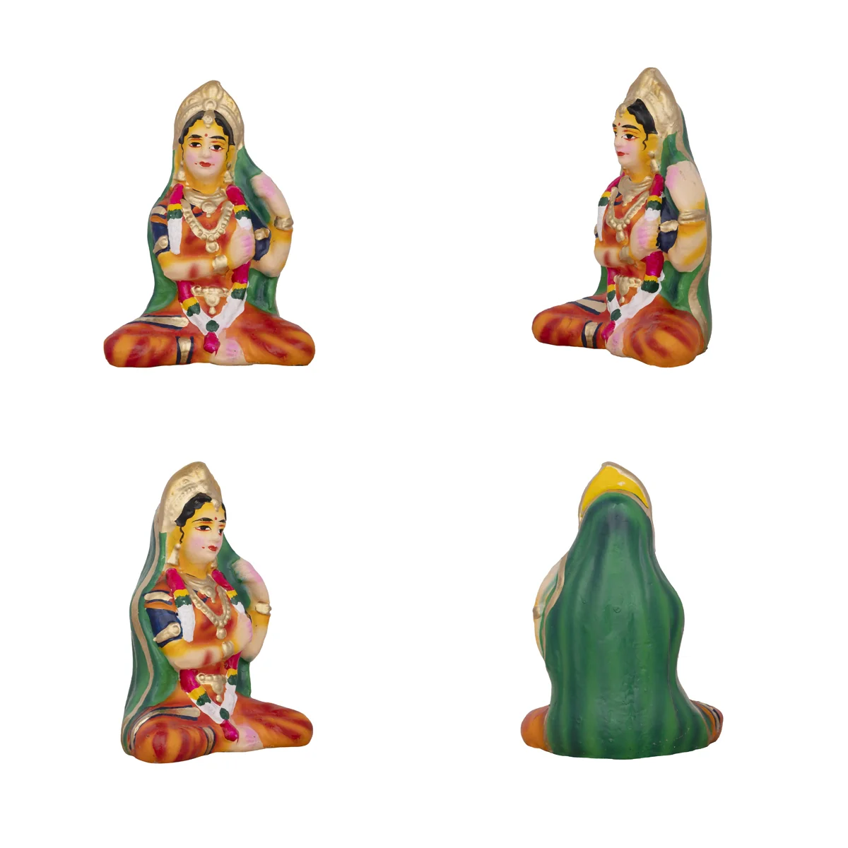 Rukmani Kalyanam Clay Golu Bommai Set - 7.5 x 2.5 Inches | Giri Golu Doll/ Navaratri Golu Bomma/Gombe/Bommai - Image 5