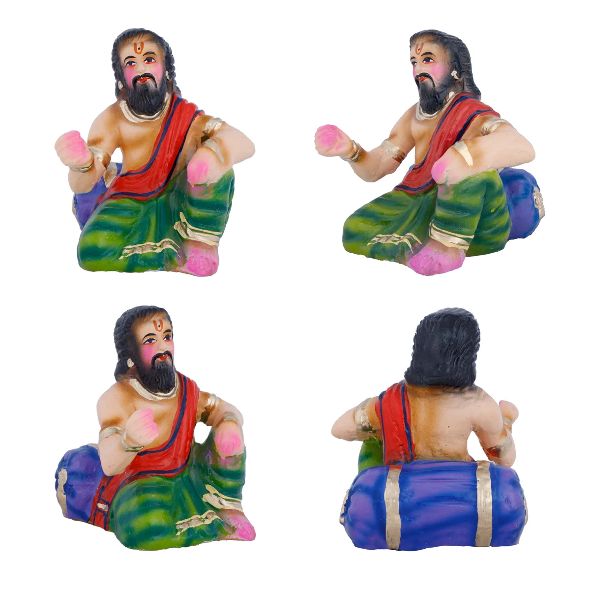 Saguni Pagadai Aduthal Clay Golu Bommai Set - 8 x 5.5 Inches | Giri Golu Doll/ Navaratri Golu Bomma/Gombe - Image 2