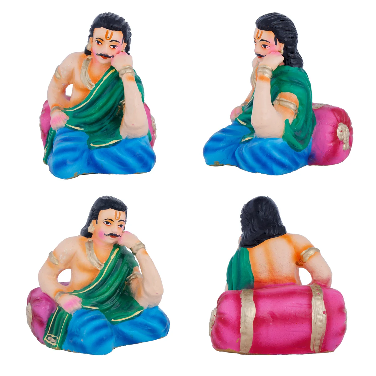 Saguni Pagadai Aduthal Clay Golu Bommai Set - 8 x 5.5 Inches | Giri Golu Doll/ Navaratri Golu Bomma/Gombe - Image 4