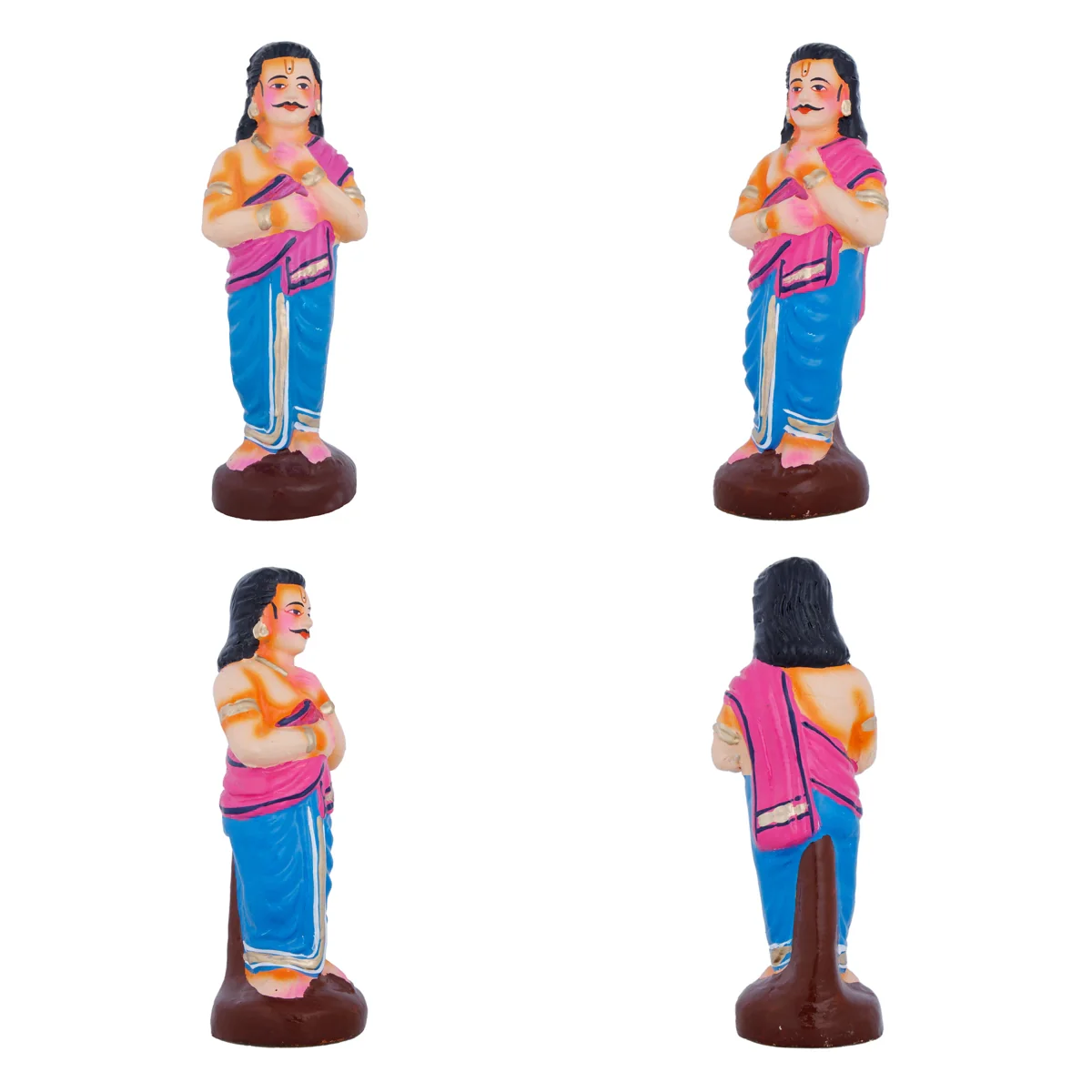 Saguni Pagadai Aduthal Clay Golu Bommai Set - 8 x 5.5 Inches | Giri Golu Doll/ Navaratri Golu Bomma/Gombe - Image 9