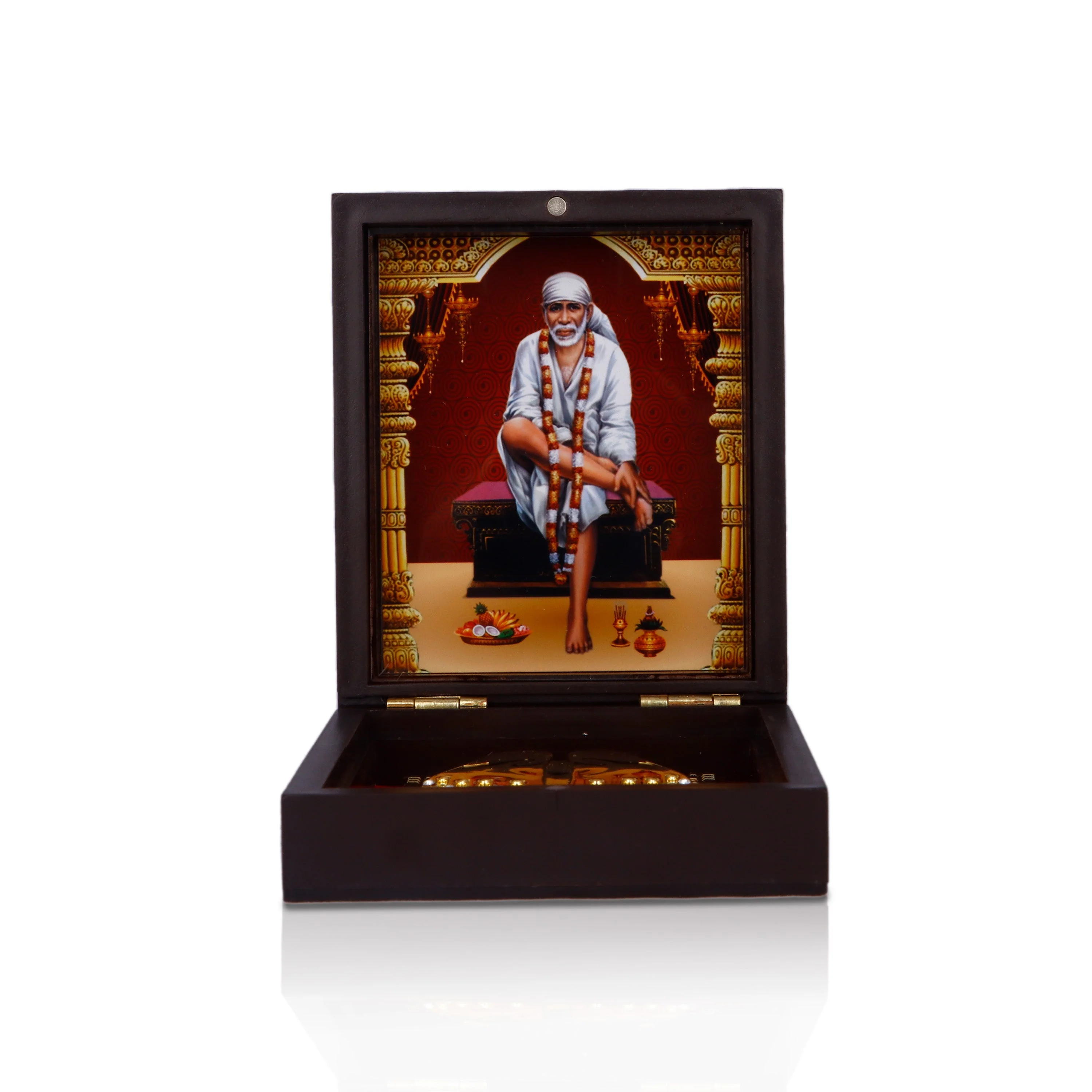 Sai Baba Murti Design Pooja Box - 1.5 X 3.5 X 4.25 Inches | Puja Box/ Charan Paduka Box For Pooja And Gifting - Image 2
