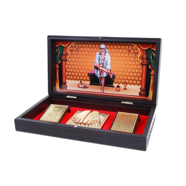 Sai Baba Murti Design Pooja Box - 1.5 X 8.5 X 5 Inches | Puja Box/ Charan Paduka Box For Pooja And Gifting - Image 2