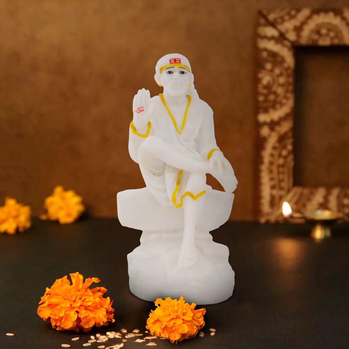Sai Baba Statue - 8 x 4 Inches | Resin Statue/ Sai Baba Idol for Pooja - Image 6