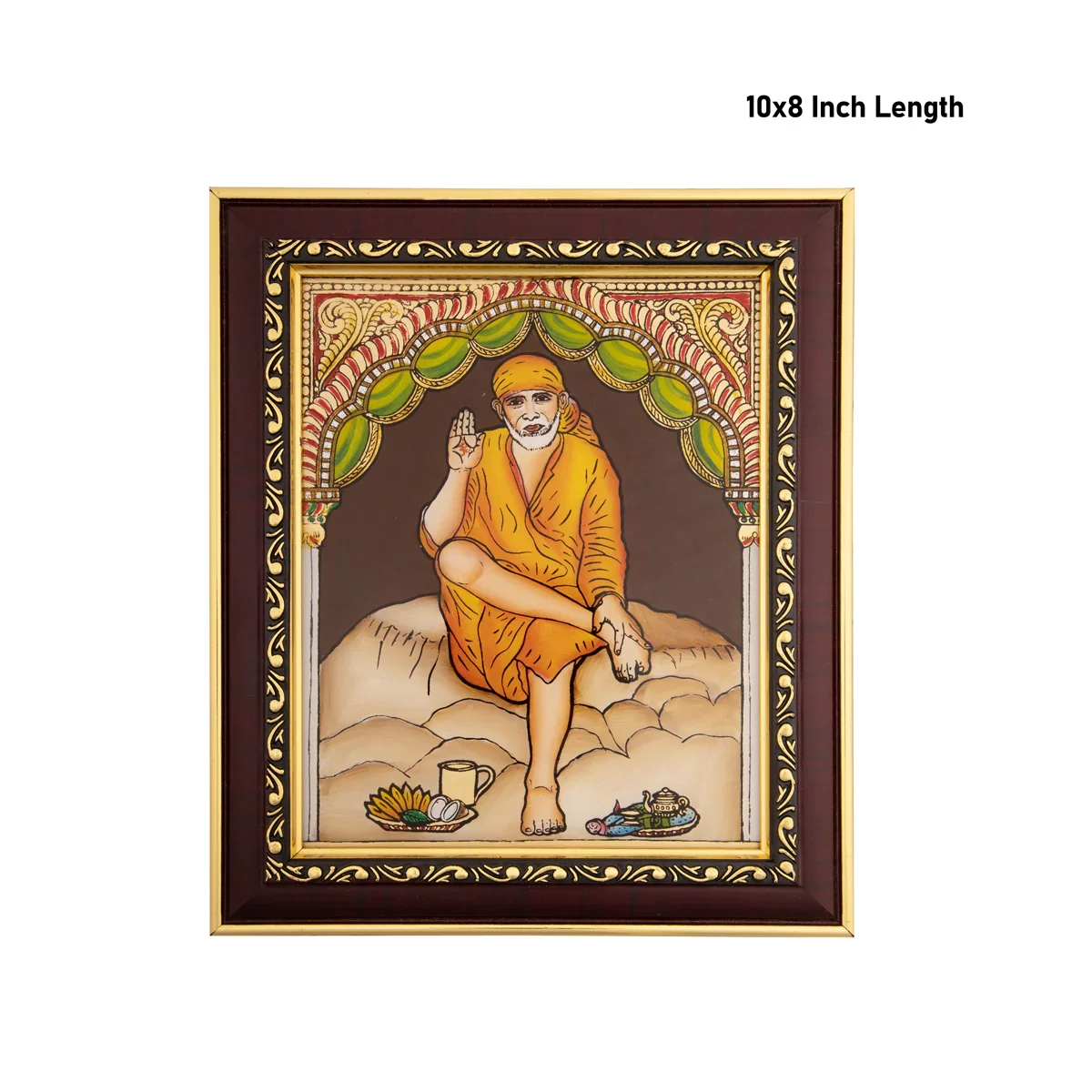 Saibaba Photo Frame - 10 x 8 Inches | Tanjore Glass Painting Picture Frame for Home - Image 5