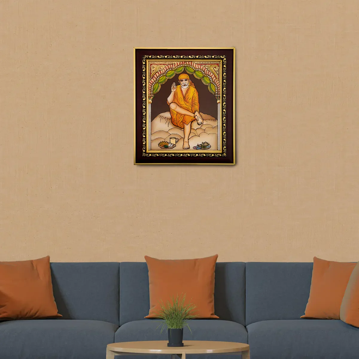 Saibaba Photo Frame - 10 x 8 Inches | Tanjore Glass Painting Picture Frame for Home - Image 6