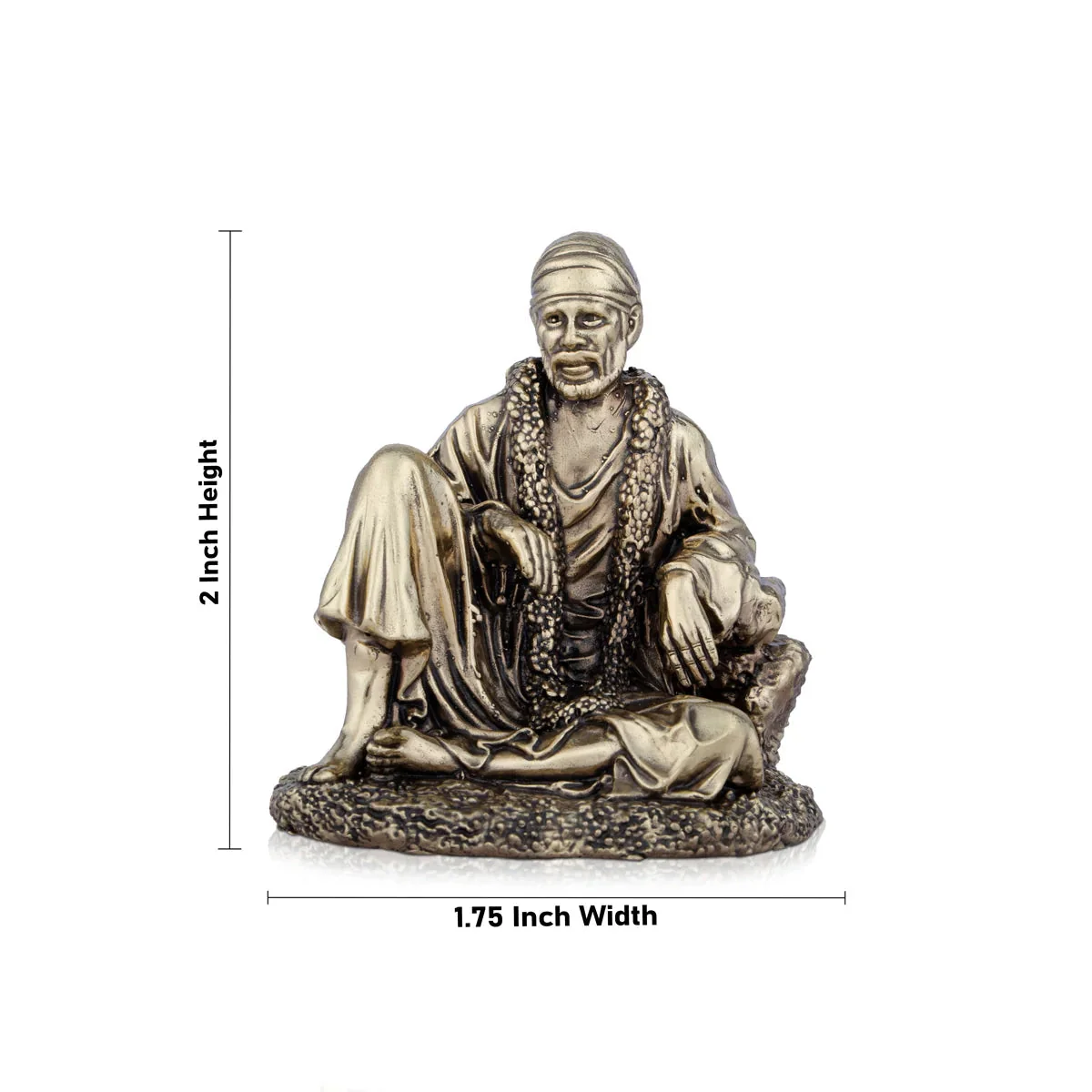 Saibaba Statue - 2 x 1.75 Inches | Saibaba Sitting idol/ Brass Idol/ Sai Baba Vigraham for Pooja - Image 4