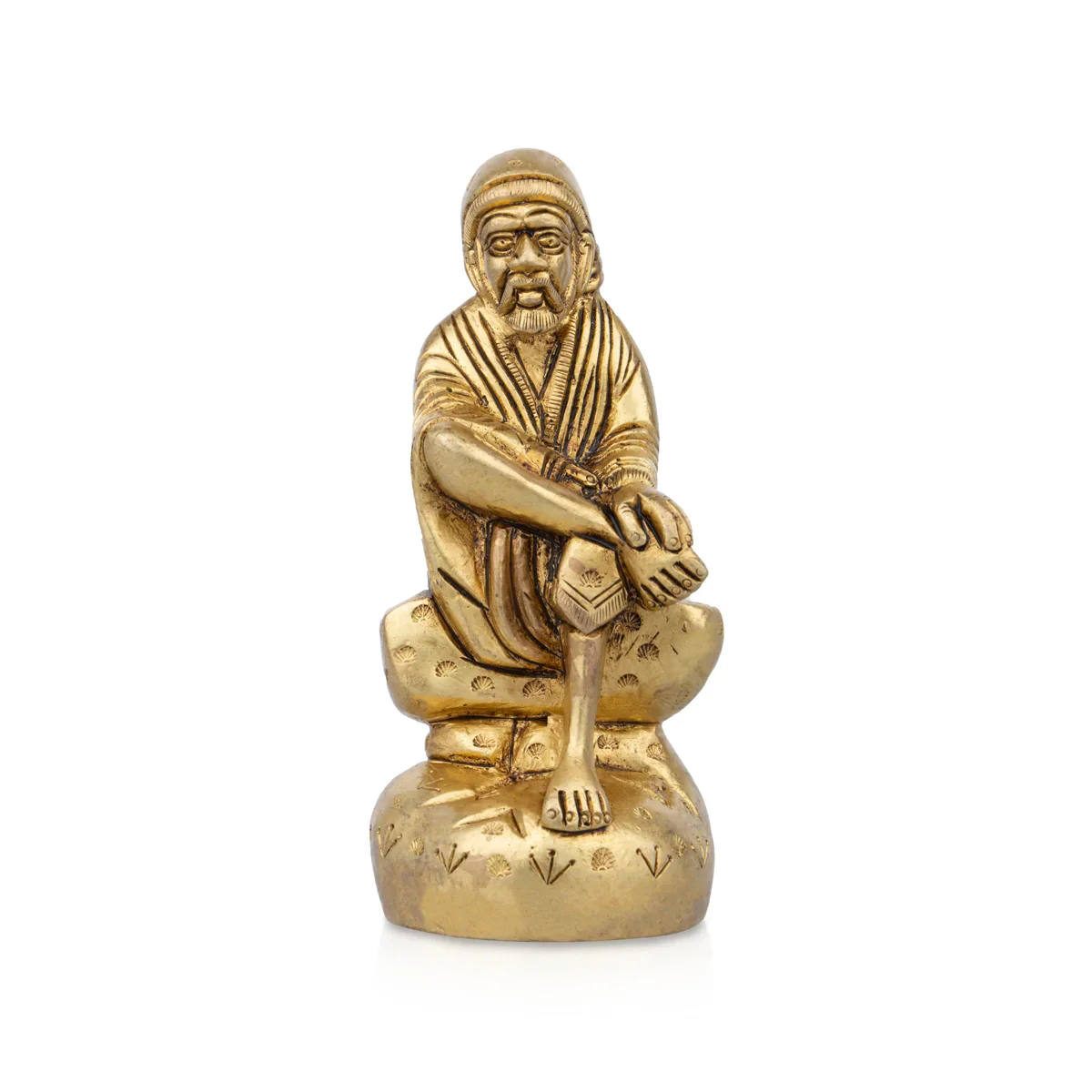 Saibaba Statue - 4.5 x 2.5 Inches | Sai Baba Murti/ Antique Brass Statue for Pooja/ 530 Gms Approx