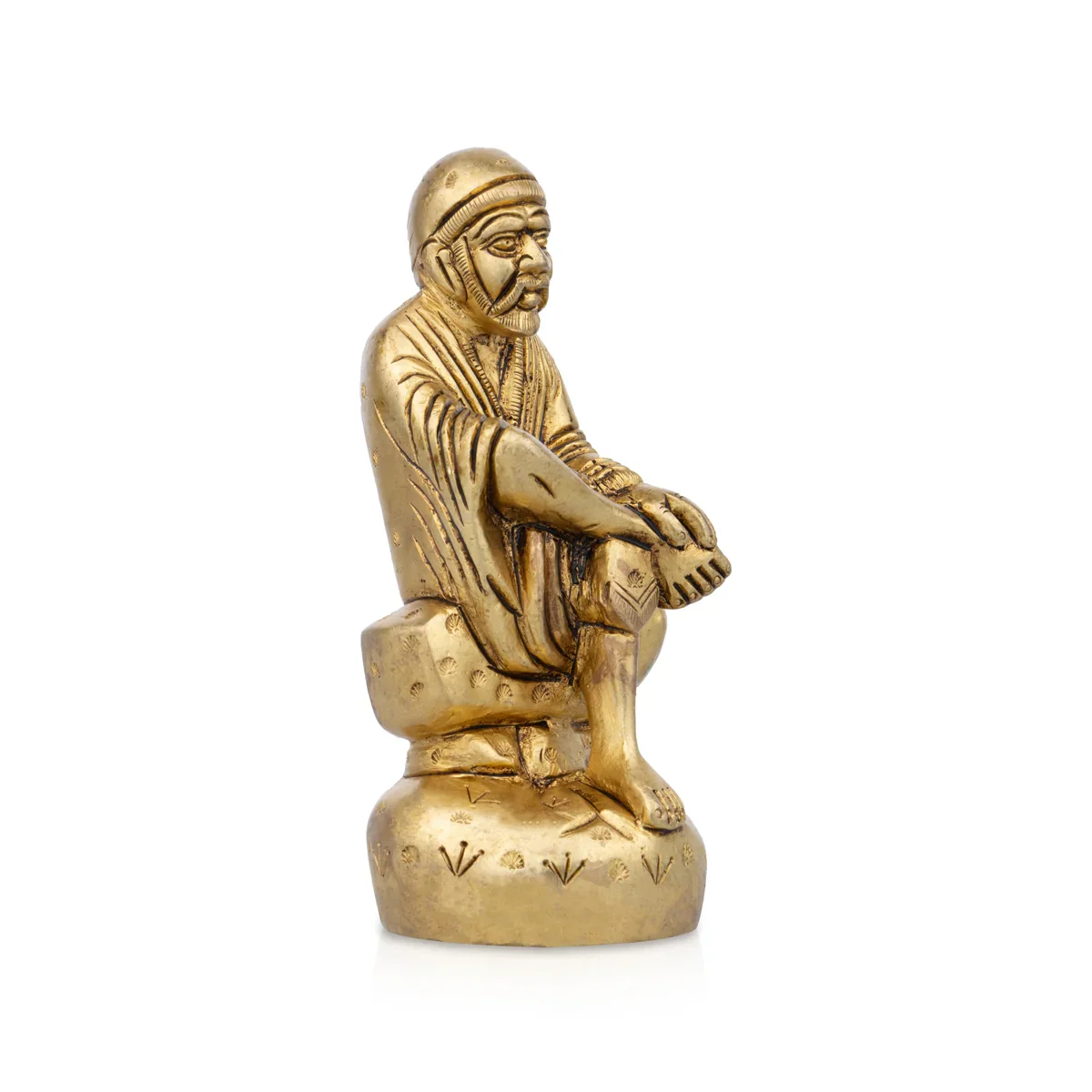 Saibaba Statue - 4.5 x 2.5 Inches | Sai Baba Murti/ Antique Brass Statue for Pooja/ 530 Gms Approx - Image 2