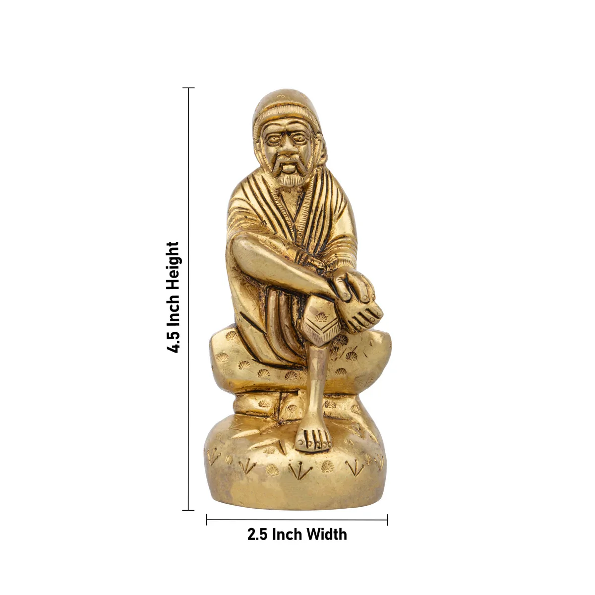 Saibaba Statue - 4.5 x 2.5 Inches | Sai Baba Murti/ Antique Brass Statue for Pooja/ 530 Gms Approx - Image 5