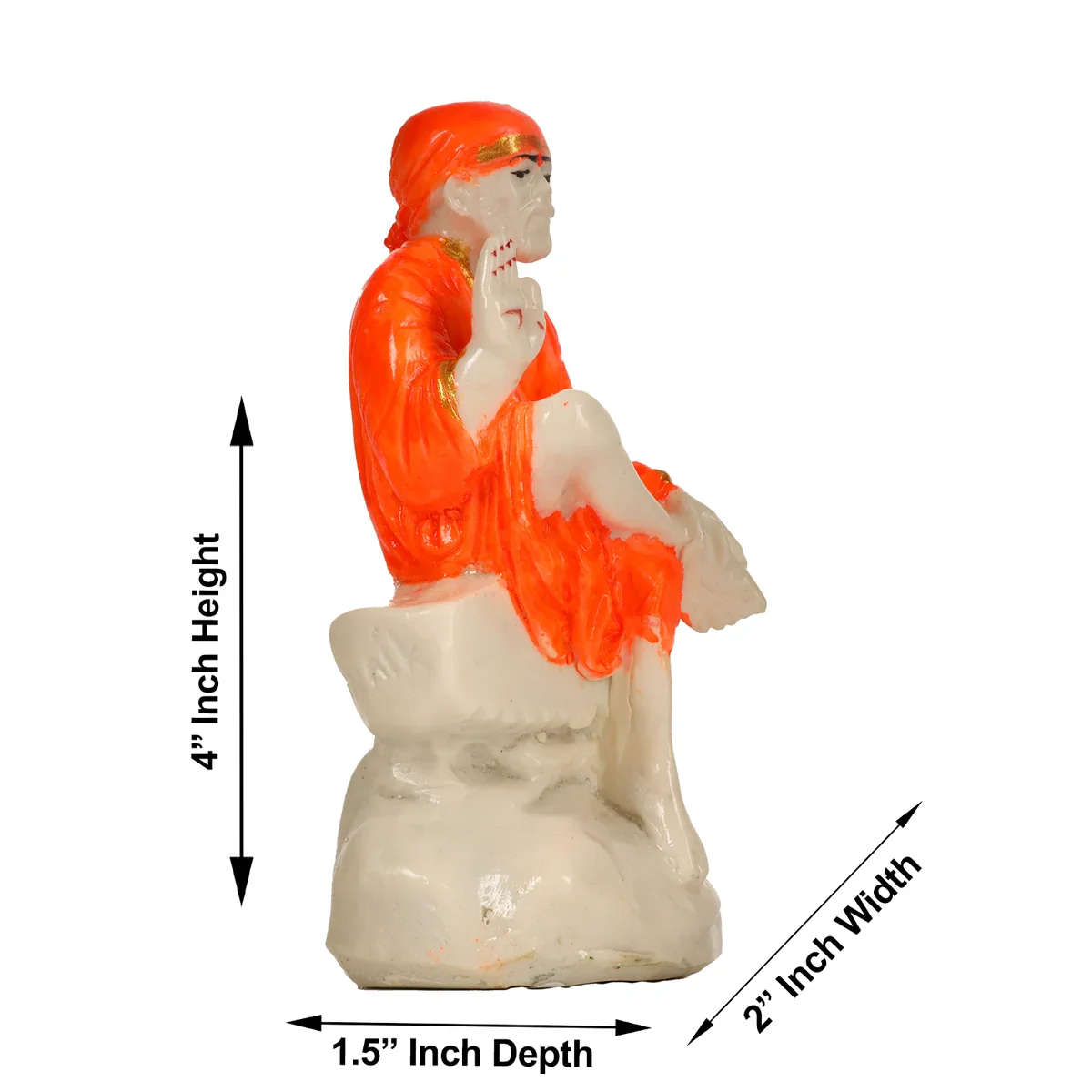 Saibaba Statue - 4 x 2 Inches | Marble Sai Baba Murti/ Saibaba Idol for Pooja - Image 2
