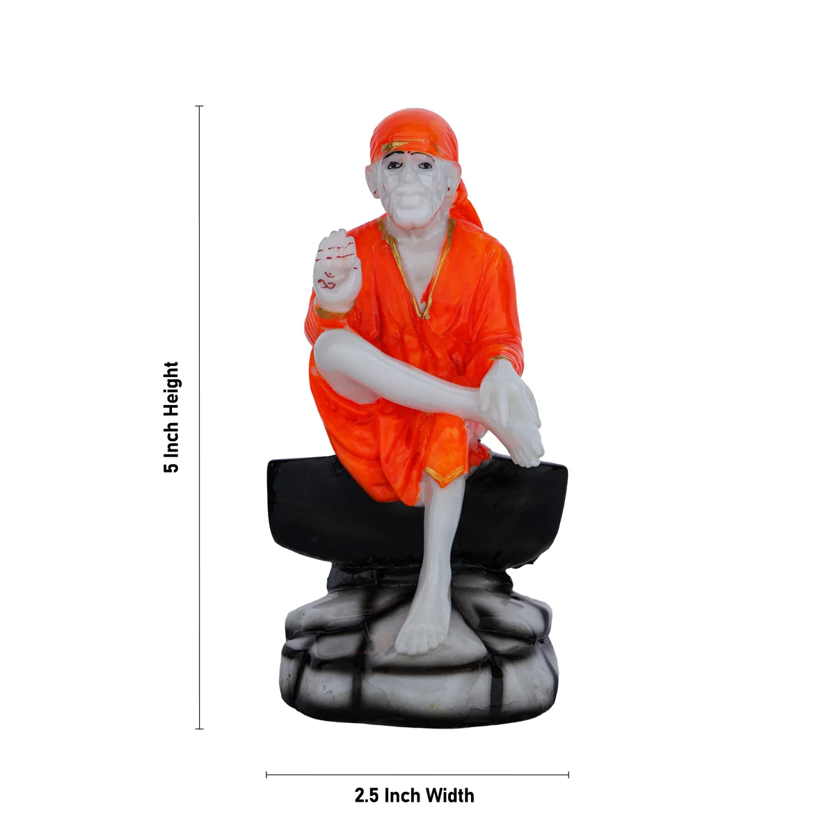 Saibaba Statue Sitting On Base - 5 x 2.5 Inches | Saibaba Idol/ Sai Baba Vigraham for Pooja - Image 2