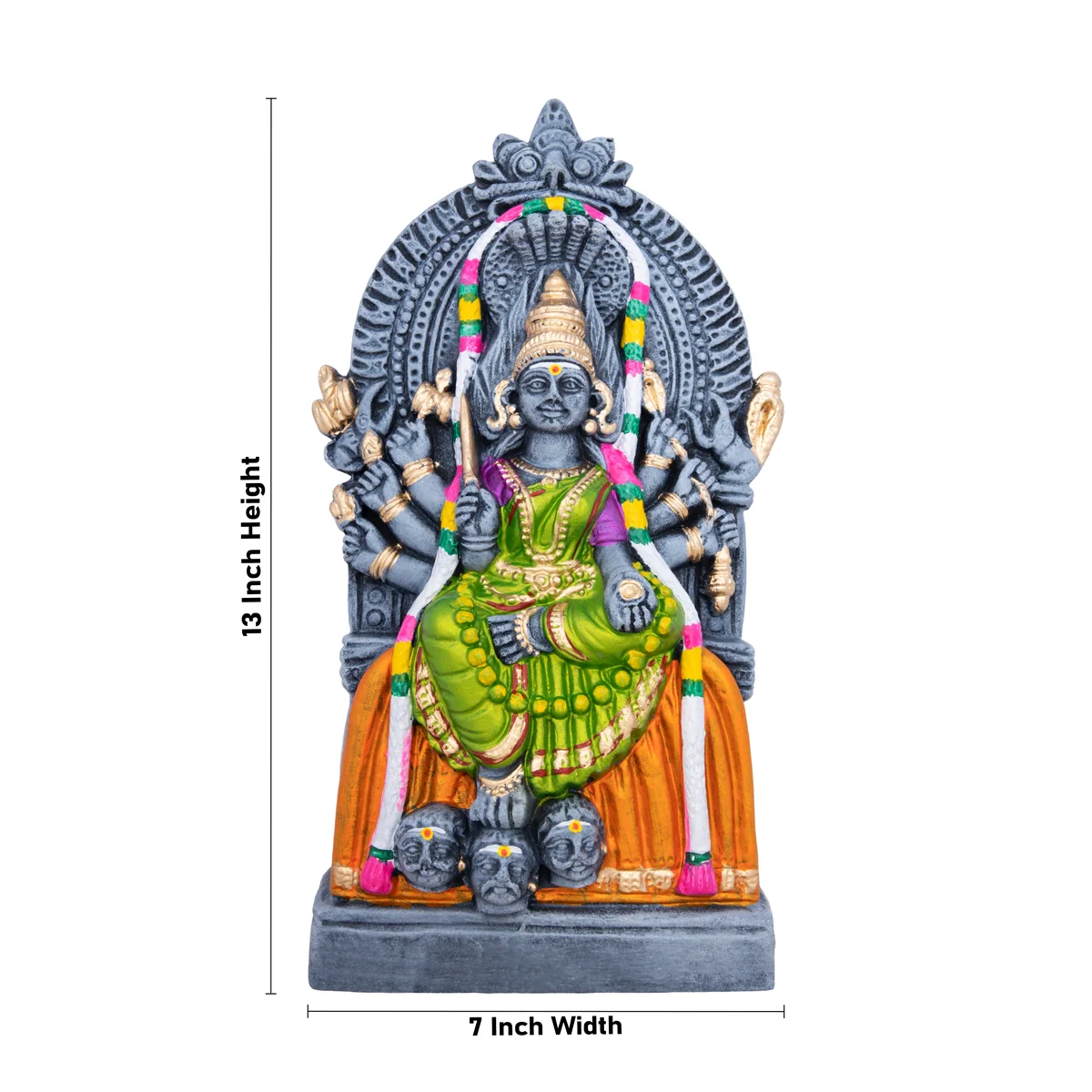 Samayapuram Mariamman Clay Golu Bommai - 13 x 7 Inches | Giri Golu Doll/ Navaratri Golu Bomma/Gombe/Bommai - Image 2