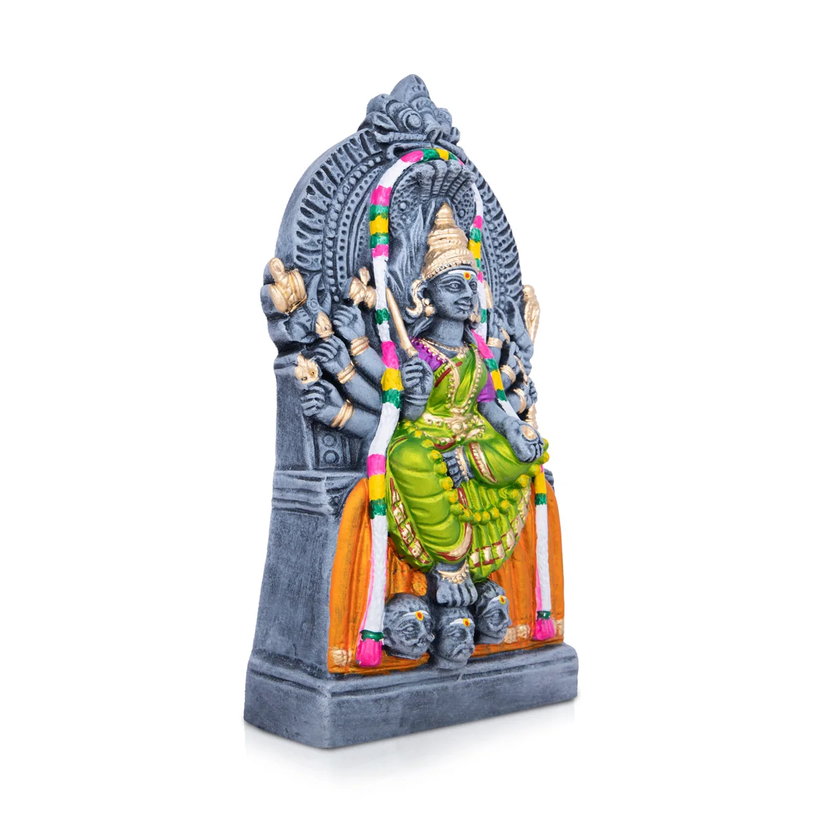 Samayapuram Mariamman Clay Golu Bommai - 13 x 7 Inches | Giri Golu Doll/ Navaratri Golu Bomma/Gombe/Bommai - Image 4