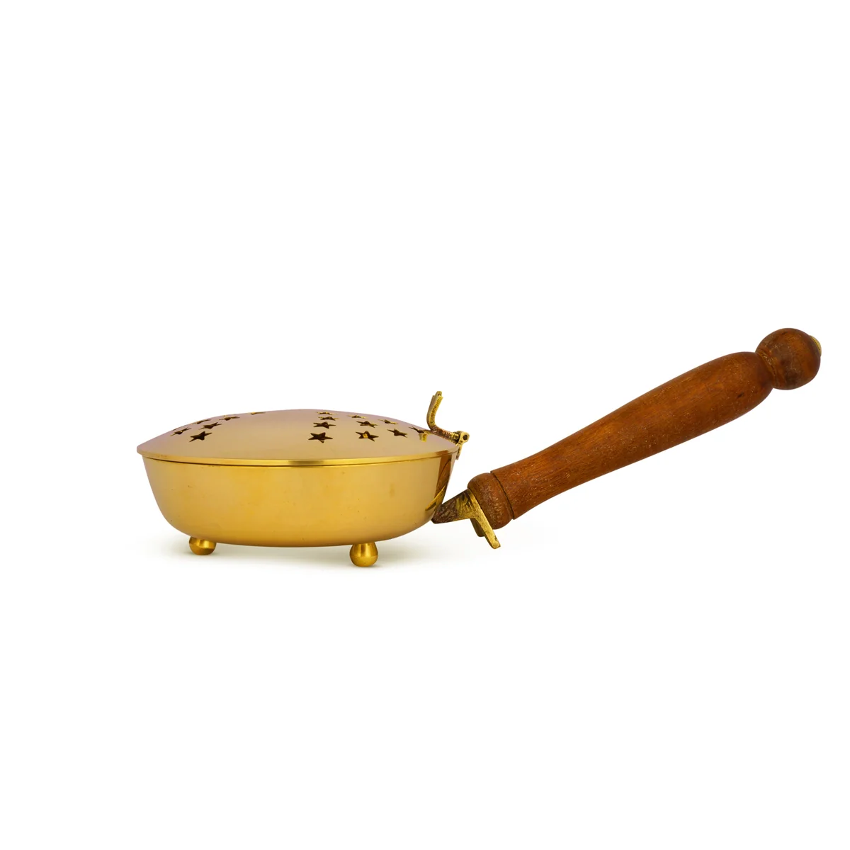 Sambrani Burner With Wooden Handle - 2 x 12 Inches | Dhup Dhani/ Brass Dhoop Dhani/ Dhoopakal for Pooja - Image 3
