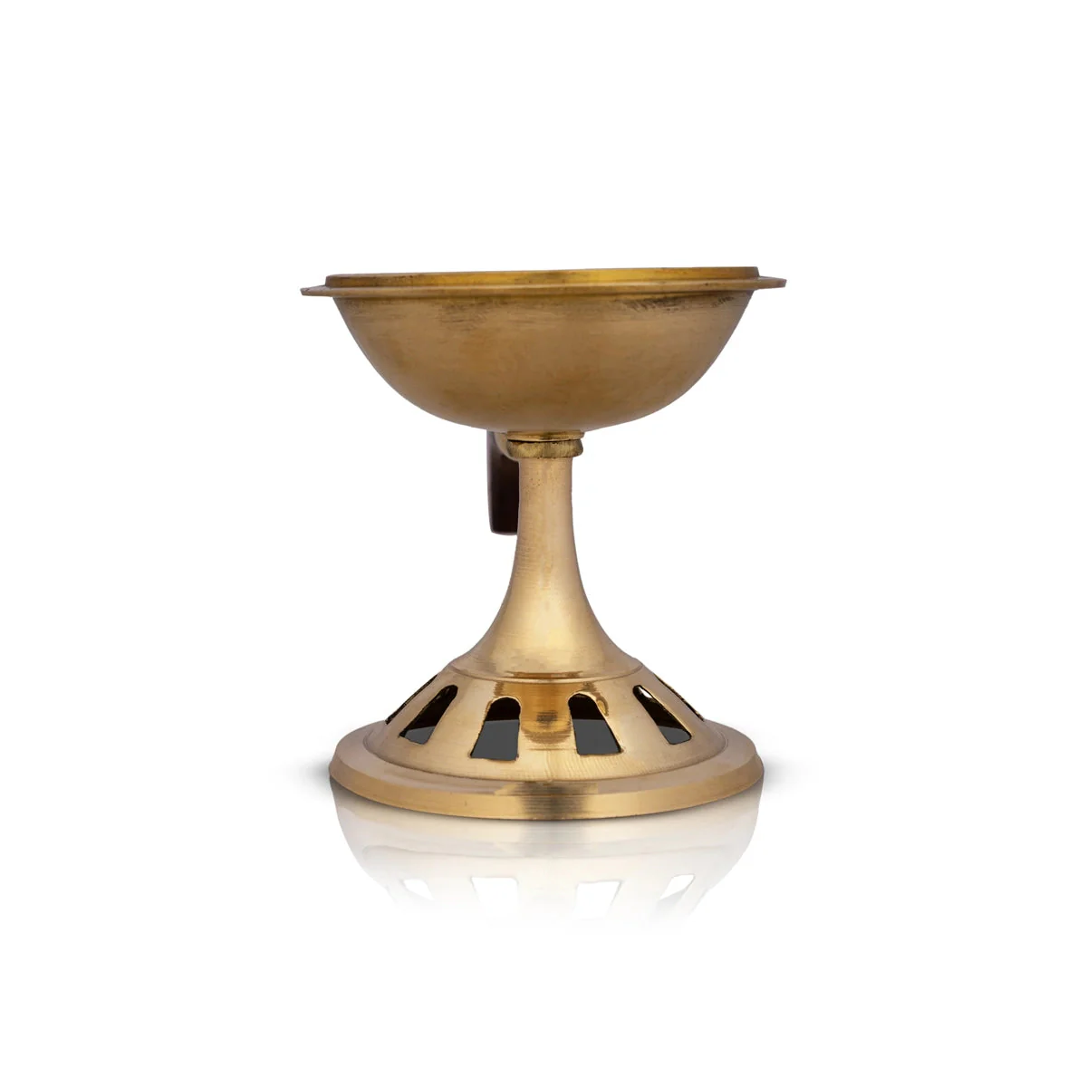 Sambrani Holder With Wooden Handle - 7 x 8 Inches | Brass Dhoop Stand/ Sambrani Stand for Pooja - Image 3