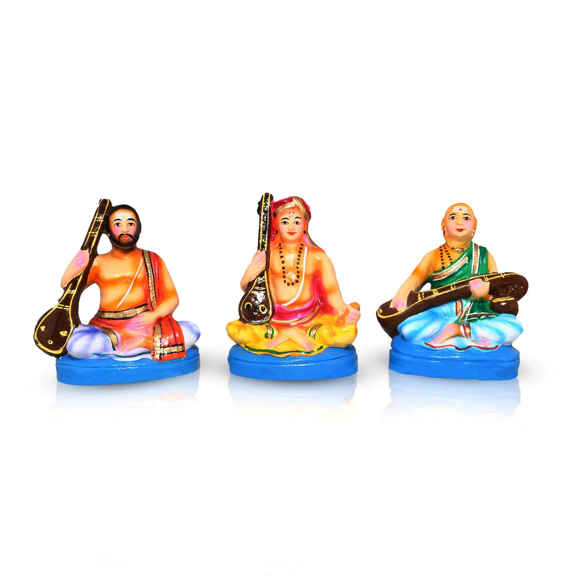 Sangeetha Mummoorthigal Clay Golu Bommai Set - 7 x 6 Inches | Giri Golu Doll/ Navaratri Golu Bomma/Gombe/Bommai