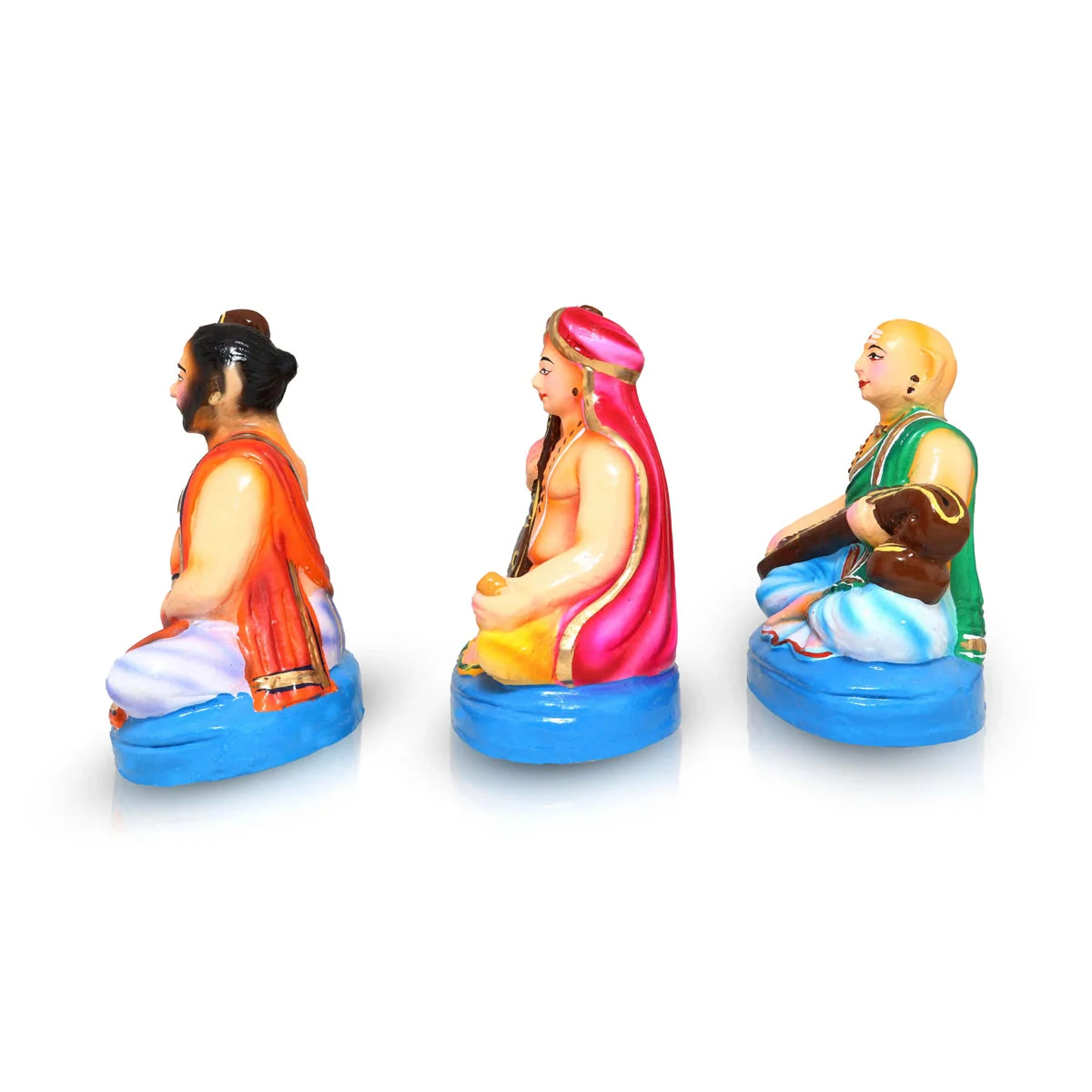 Sangeetha Mummoorthigal Clay Golu Bommai Set - 7 x 6 Inches | Giri Golu Doll/ Navaratri Golu Bomma/Gombe/Bommai - Image 3