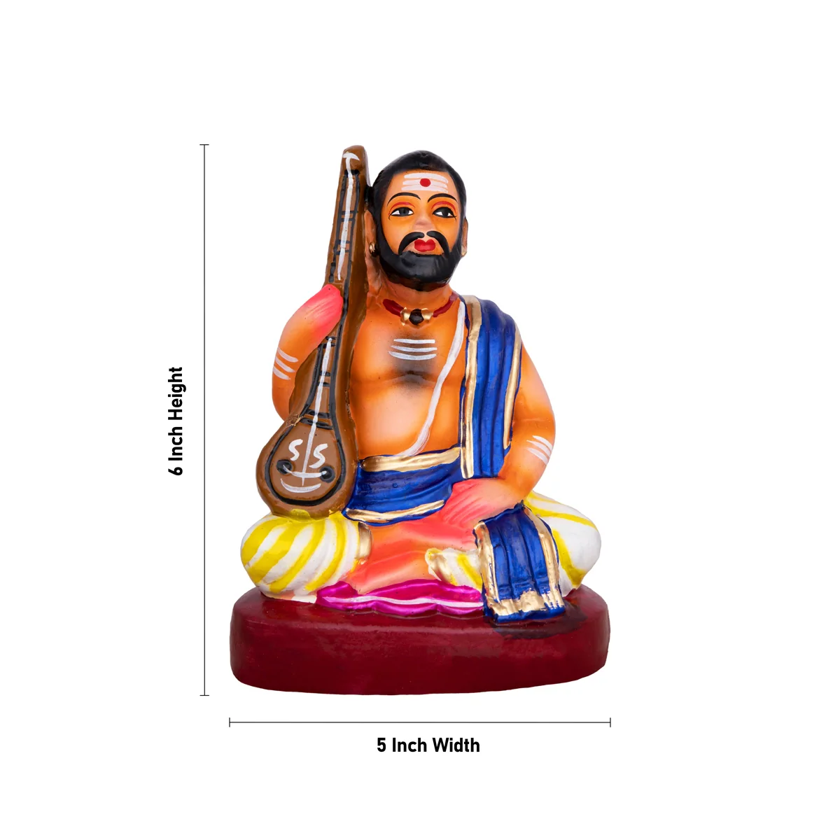 Sangeetha Mummoorthigal Clay Golu Bommai Set- 6 X 5 Inches | Navaratri Golu Gombe/Giri Golu Doll/ Navratri Decor - Image 2