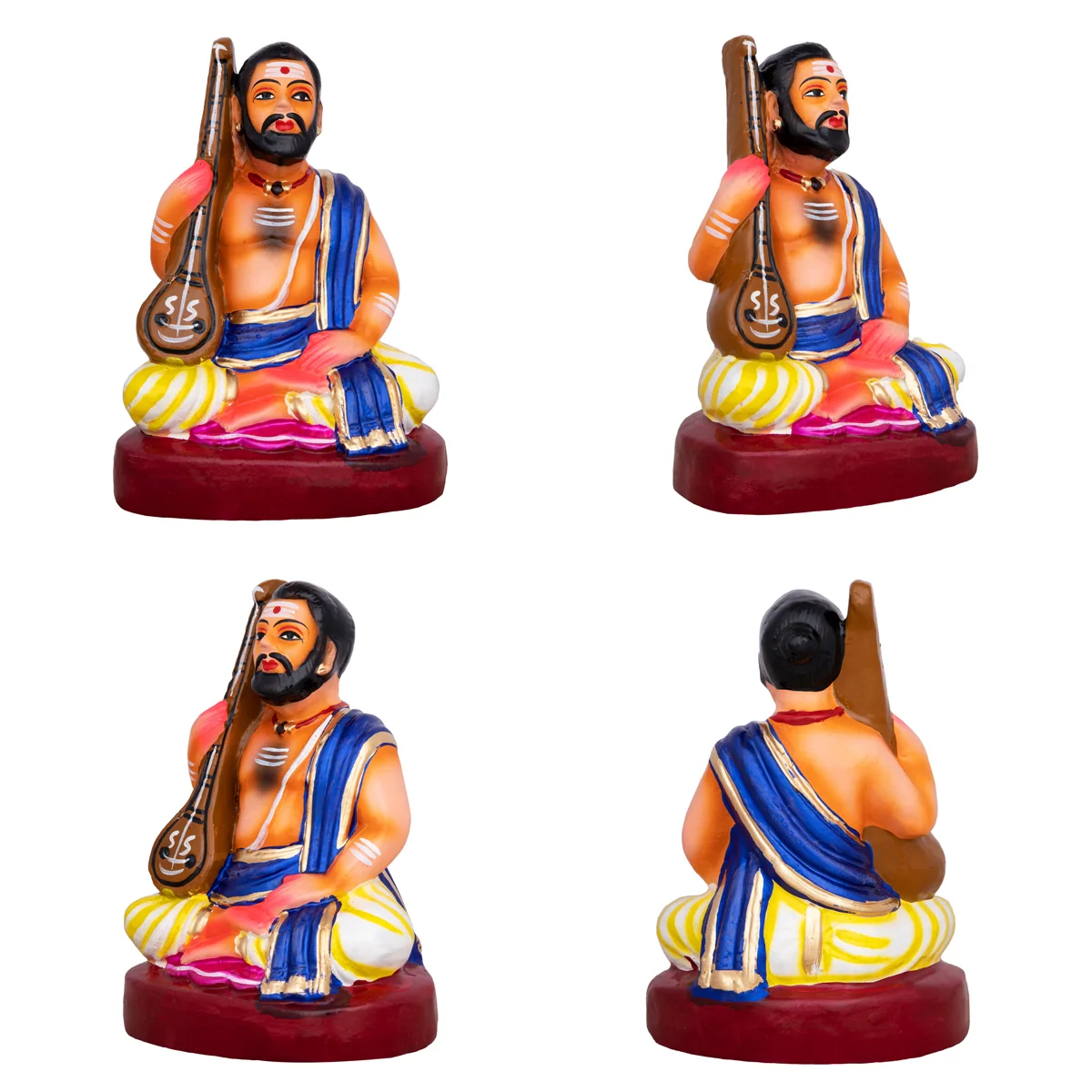 Sangeetha Mummoorthigal Clay Golu Bommai Set- 6 X 5 Inches | Navaratri Golu Gombe/Giri Golu Doll/ Navratri Decor - Image 5