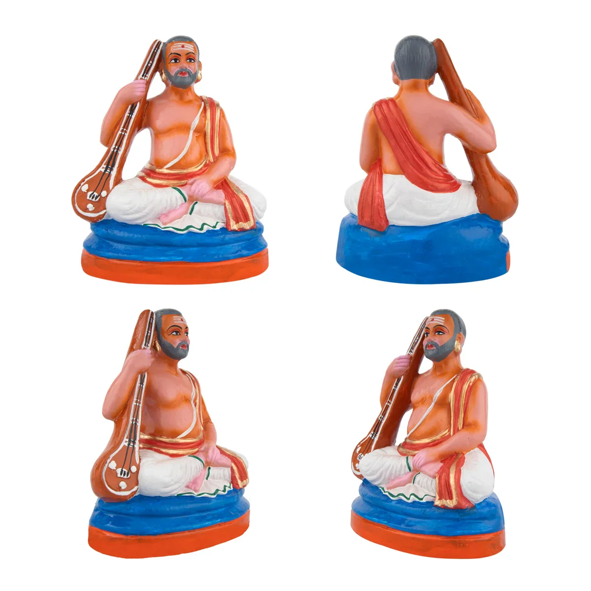 Sangeetha Mummoorthigal Clay Golu Bommai Set - 8 x 6 Inches | Giri Golu Doll/ Navaratri Golu Bomma/Gombe/Bommai - Image 4