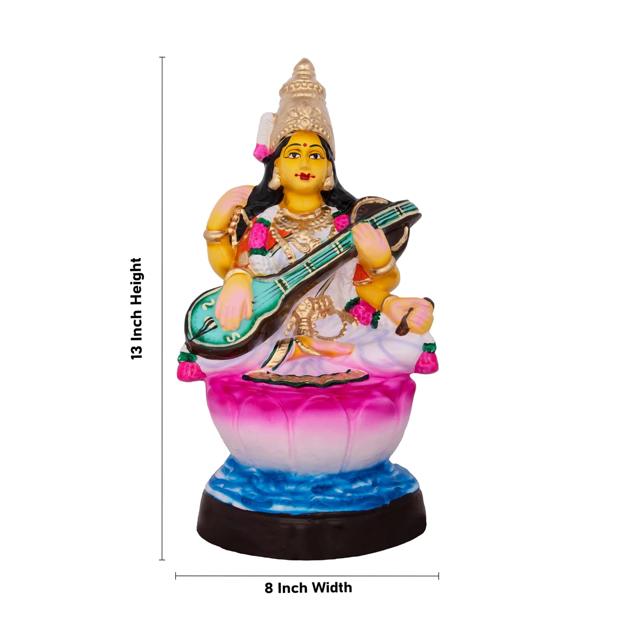 Saraswathi Paper Mache Golu Bommai - 13 x 8 Inches | Giri Golu Doll/ Navaratri Golu Bomma/Gombe/Bommai - Image 2