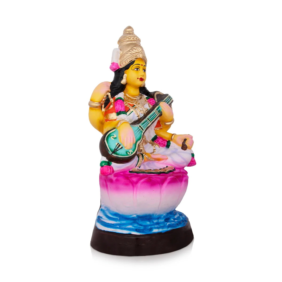 Saraswathi Paper Mache Golu Bommai - 13 x 8 Inches | Giri Golu Doll/ Navaratri Golu Bomma/Gombe/Bommai - Image 3