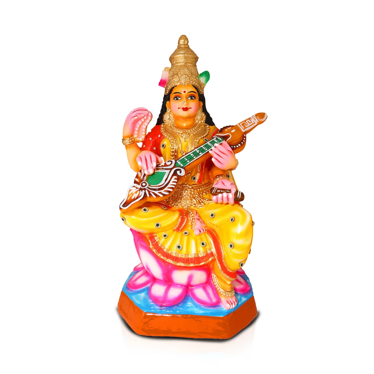 Saraswathi Paper Mache Golu Bommai - 21 x 10 Inches | Giri Golu Doll/ Navaratri Golu Bomma/Gombe/Bommai - Image 2
